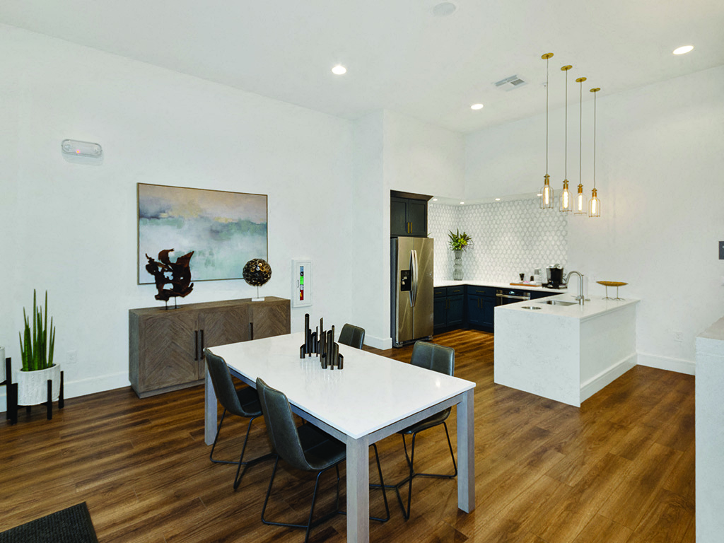 Clubhouse kitchen at Kensley Apartment Homes
